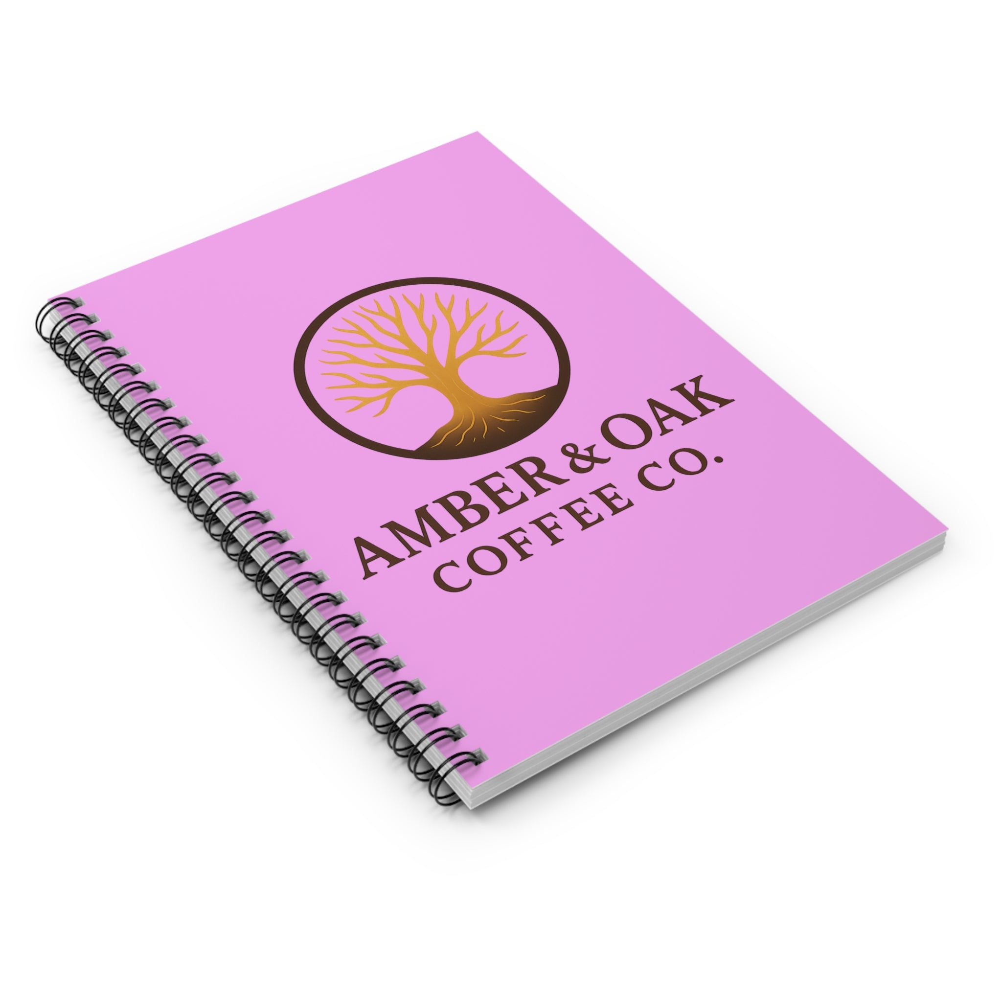 Amber & Oak Coffee Co. Spiral Notebook — Branded Black Journal for Coffee Lovers