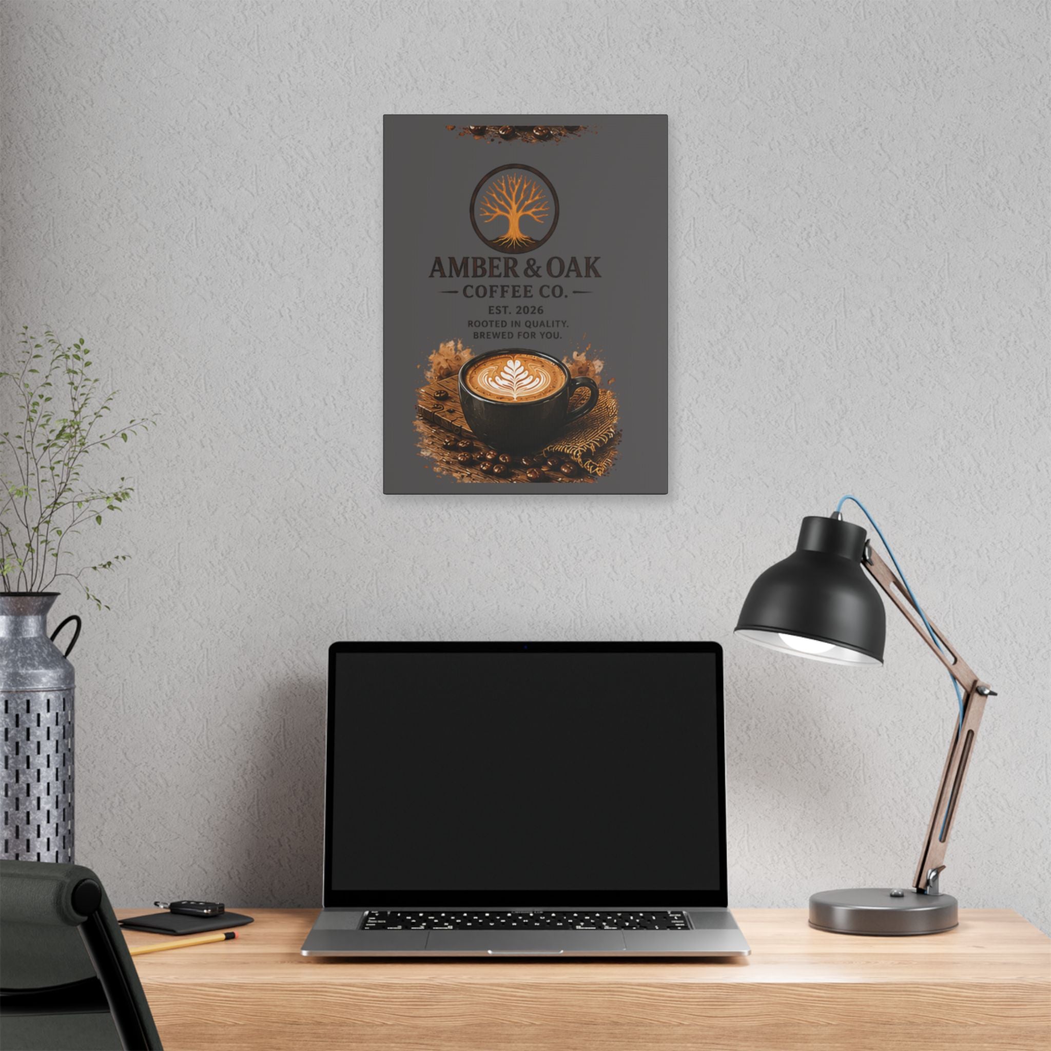 Coffee Shop Canvas — Amber & Oak Coffee Co. Stretched Wall Art