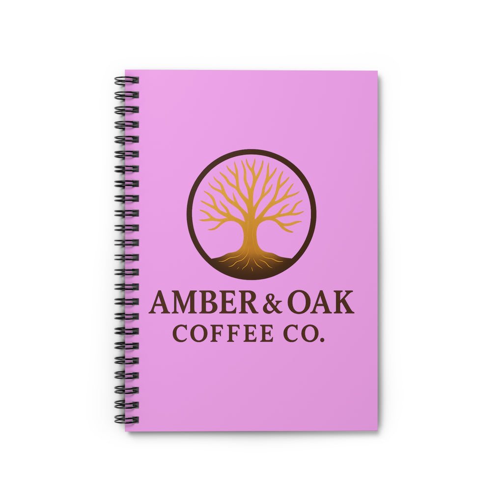 Amber & Oak Coffee Co. Spiral Notebook — Branded Black Journal for Coffee Lovers