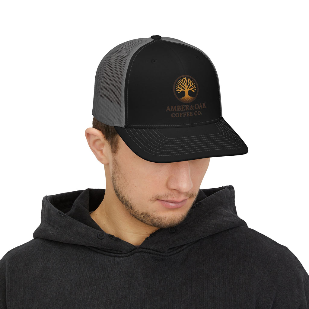 Coffee Logo Trucker Cap — Amber & Oak Coffee Co. Snapback