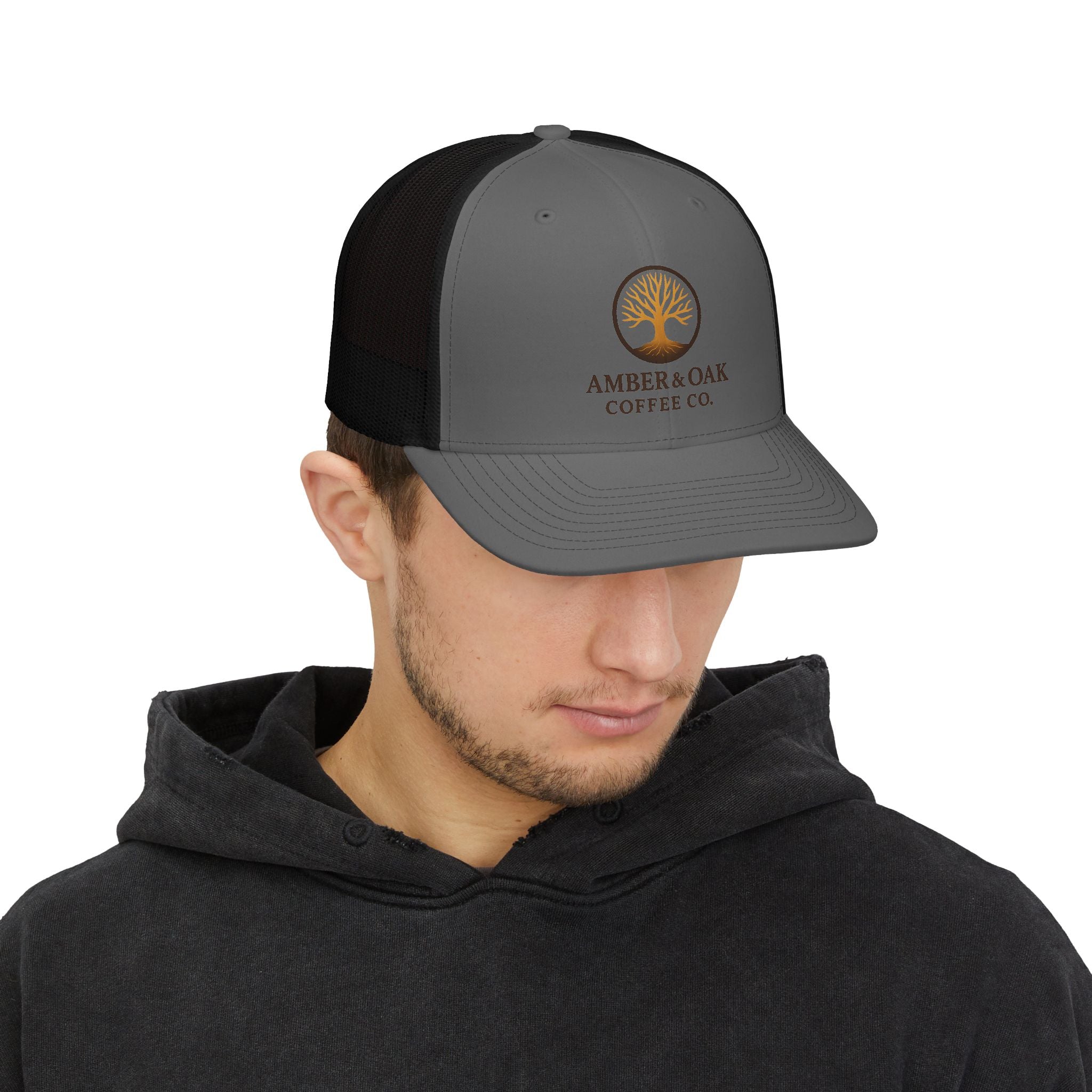 Coffee Logo Trucker Cap — Amber & Oak Coffee Co. Snapback