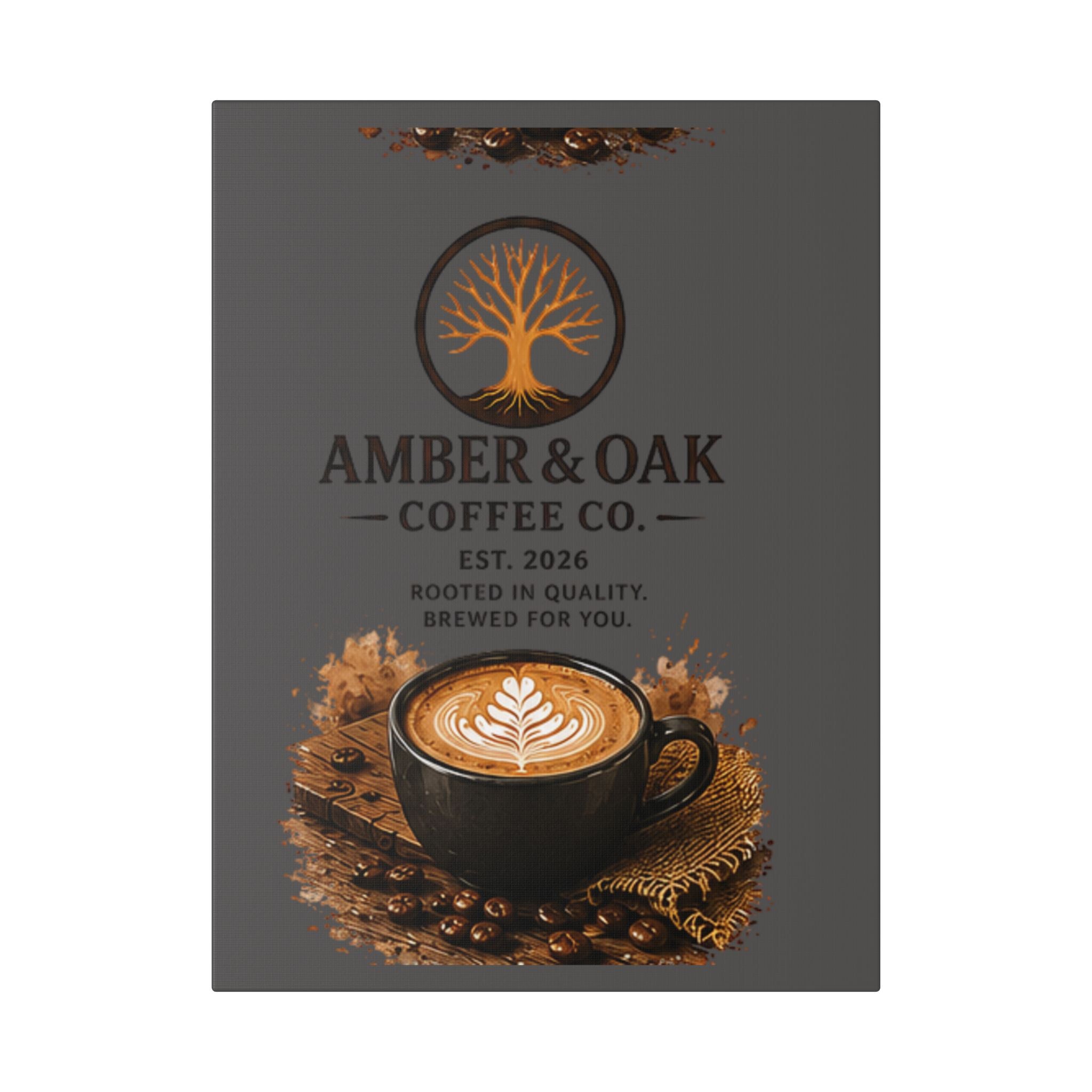 Coffee Shop Canvas — Amber & Oak Coffee Co. Stretched Wall Art