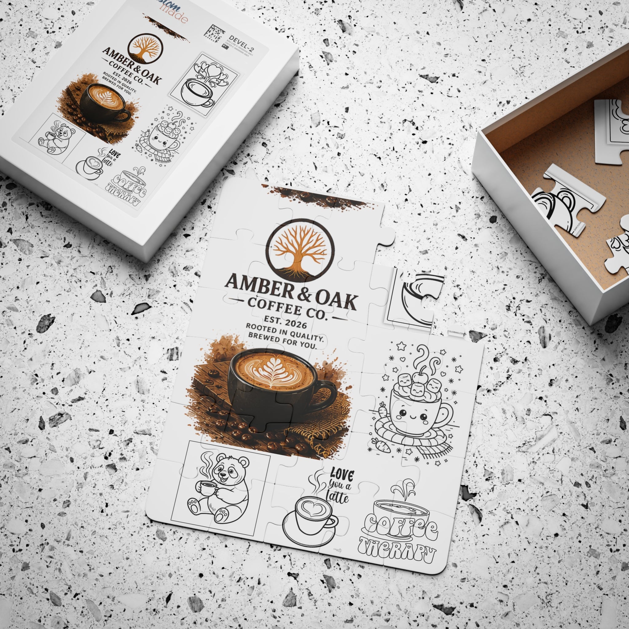 Kids' Coffee Logo 30-Piece Puzzle — Amber & Oak Coffee Co. Educational Jigsaw for Toddlers
