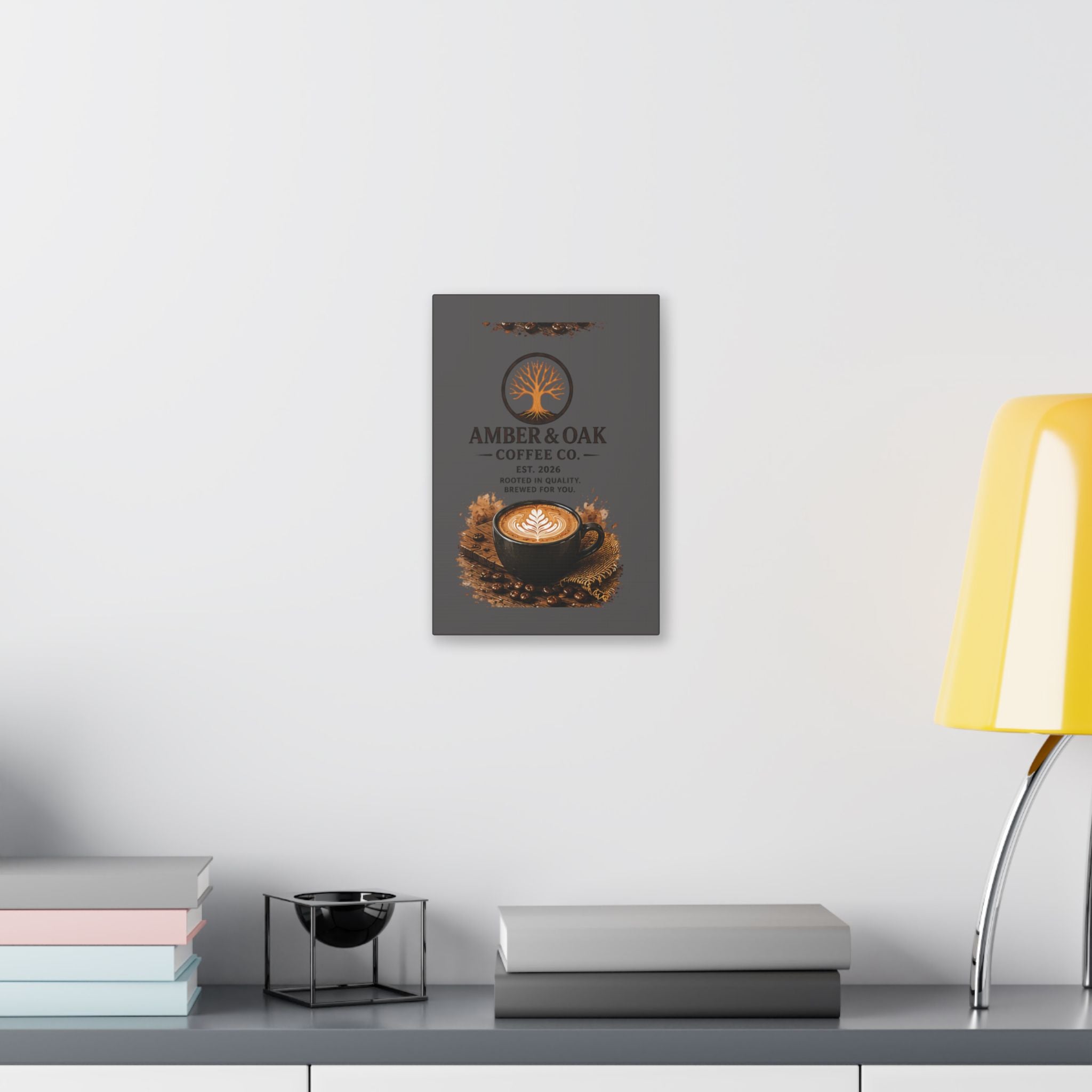 Coffee Shop Canvas — Amber & Oak Coffee Co. Stretched Wall Art