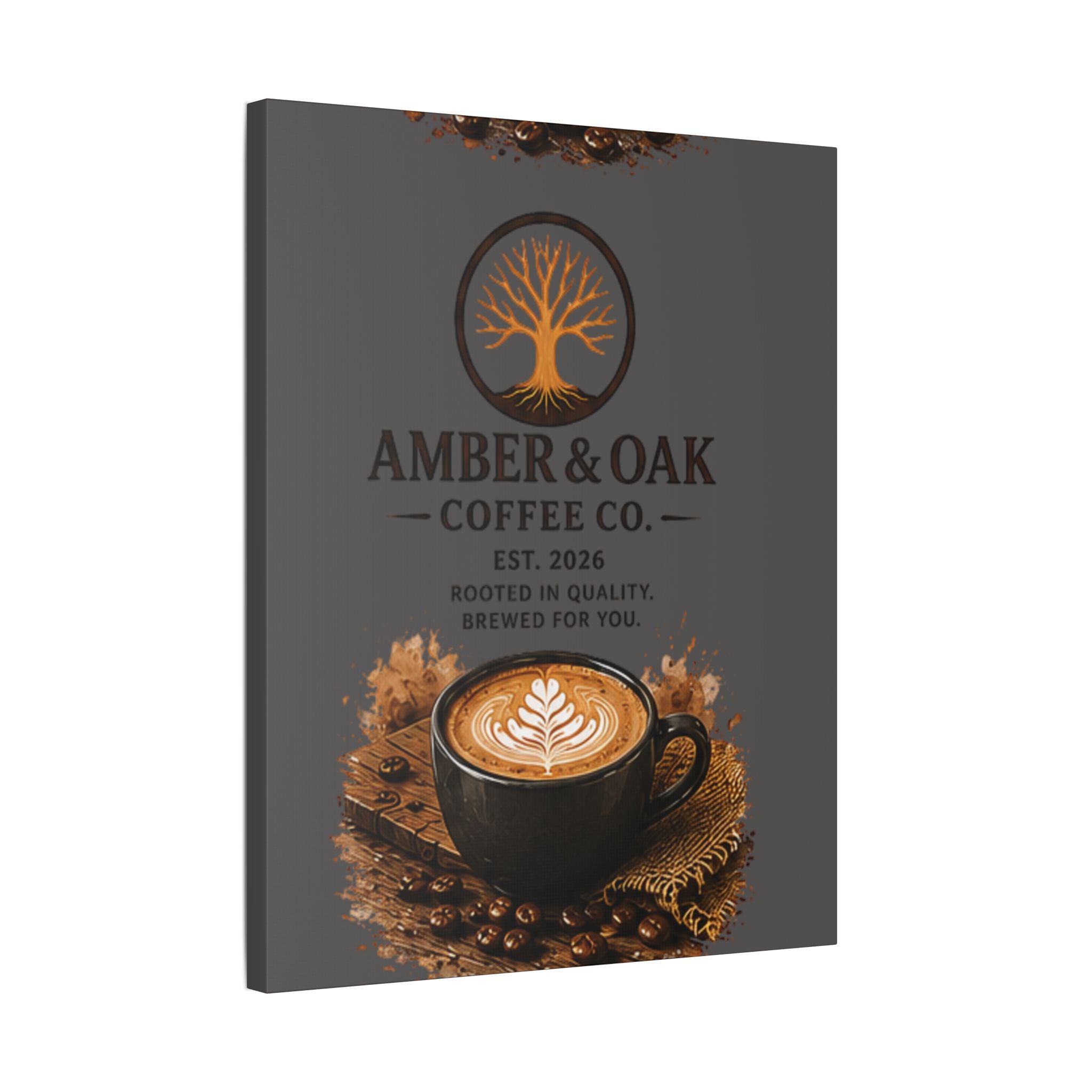 Coffee Shop Canvas — Amber & Oak Coffee Co. Stretched Wall Art