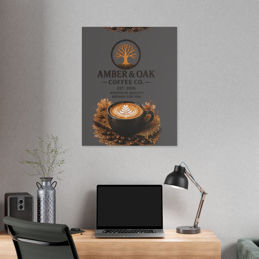 Coffee Shop Canvas — Amber & Oak Coffee Co. Stretched Wall Art