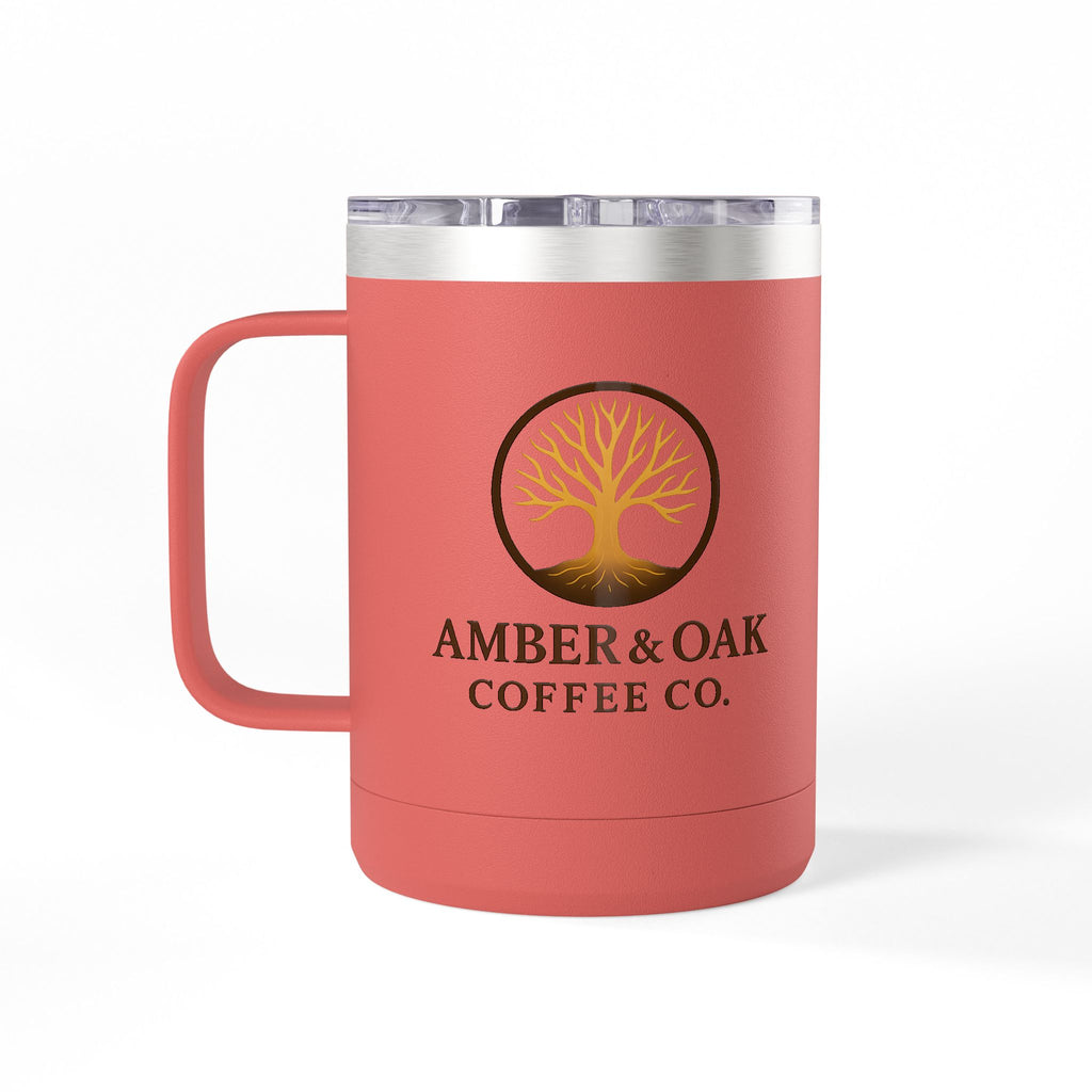 15oz Oak Tree Coffee Tumbler – Rustic Nature Camping Mug