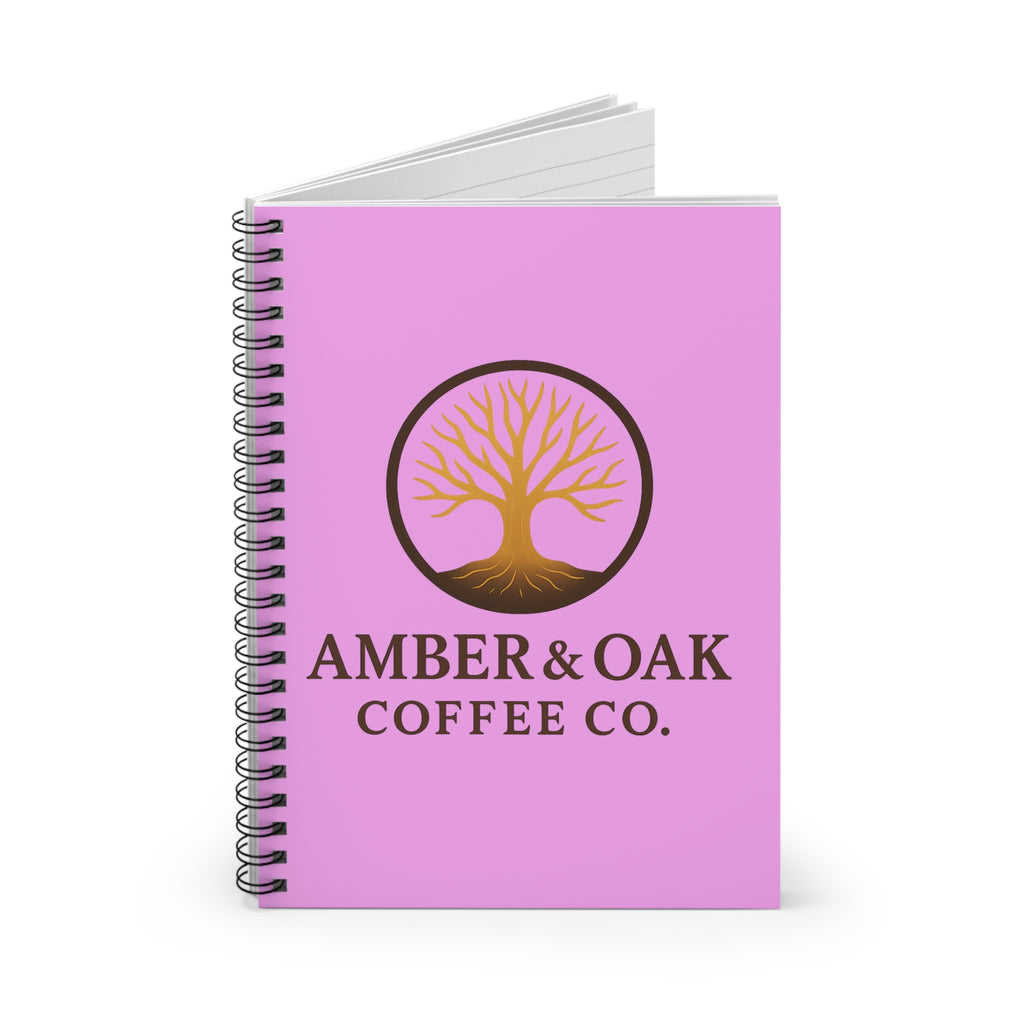 Amber & Oak Coffee Co. Spiral Notebook — Branded Black Journal for Coffee Lovers