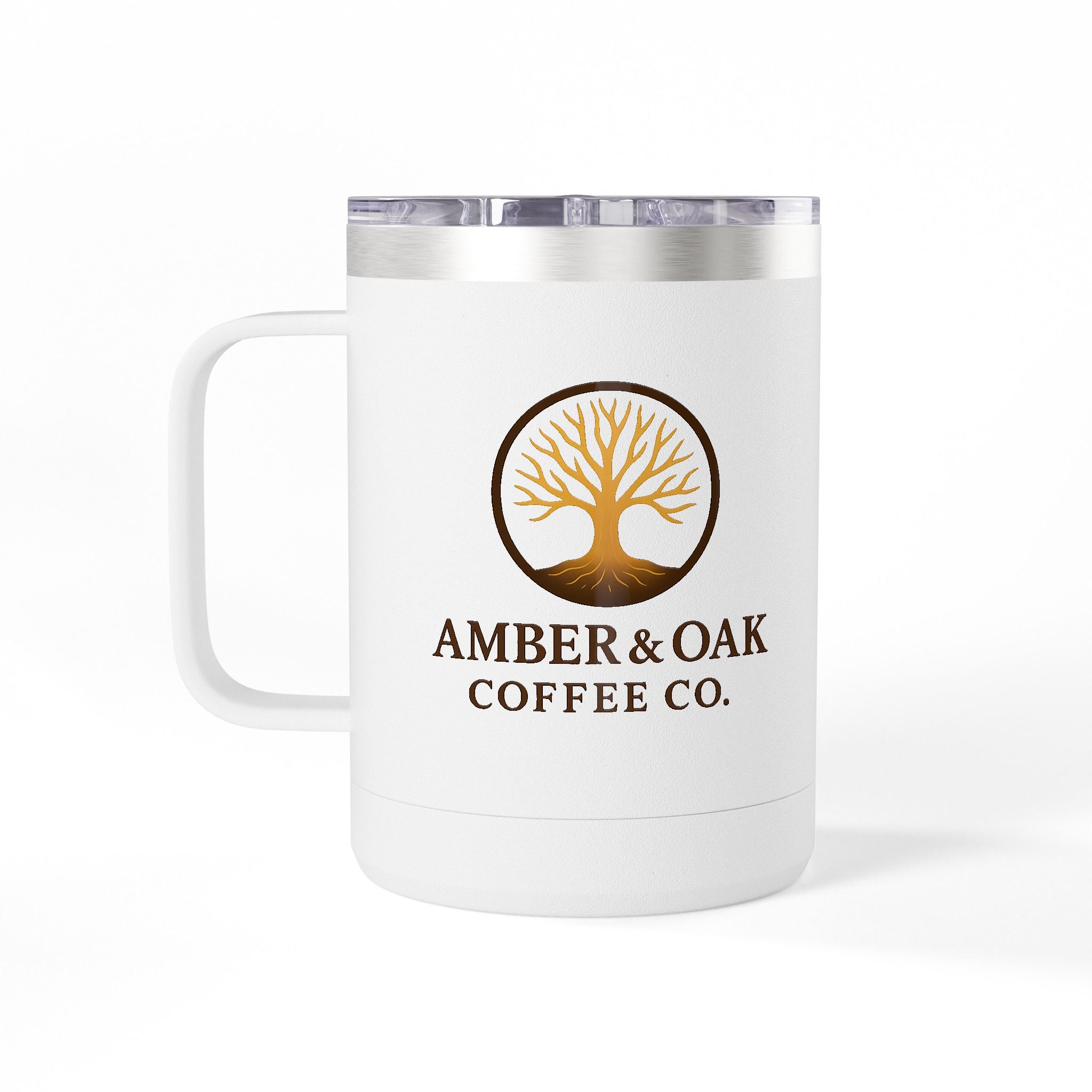 15oz Oak Tree Coffee Tumbler – Rustic Nature Camping Mug