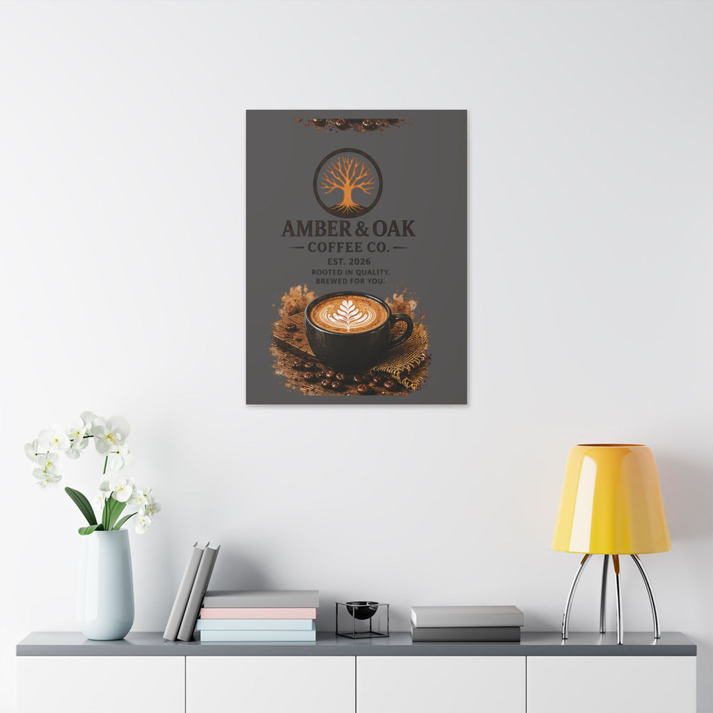 Coffee Shop Canvas — Amber & Oak Coffee Co. Stretched Wall Art