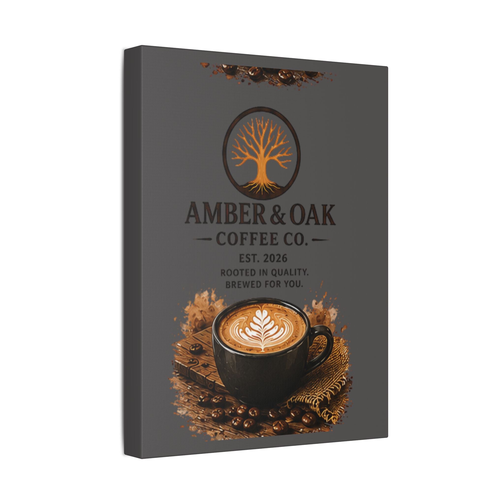 Coffee Shop Canvas — Amber & Oak Coffee Co. Stretched Wall Art