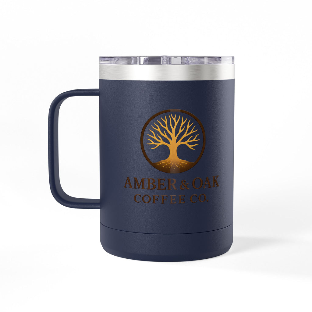 15oz Oak Tree Coffee Tumbler – Rustic Nature Camping Mug