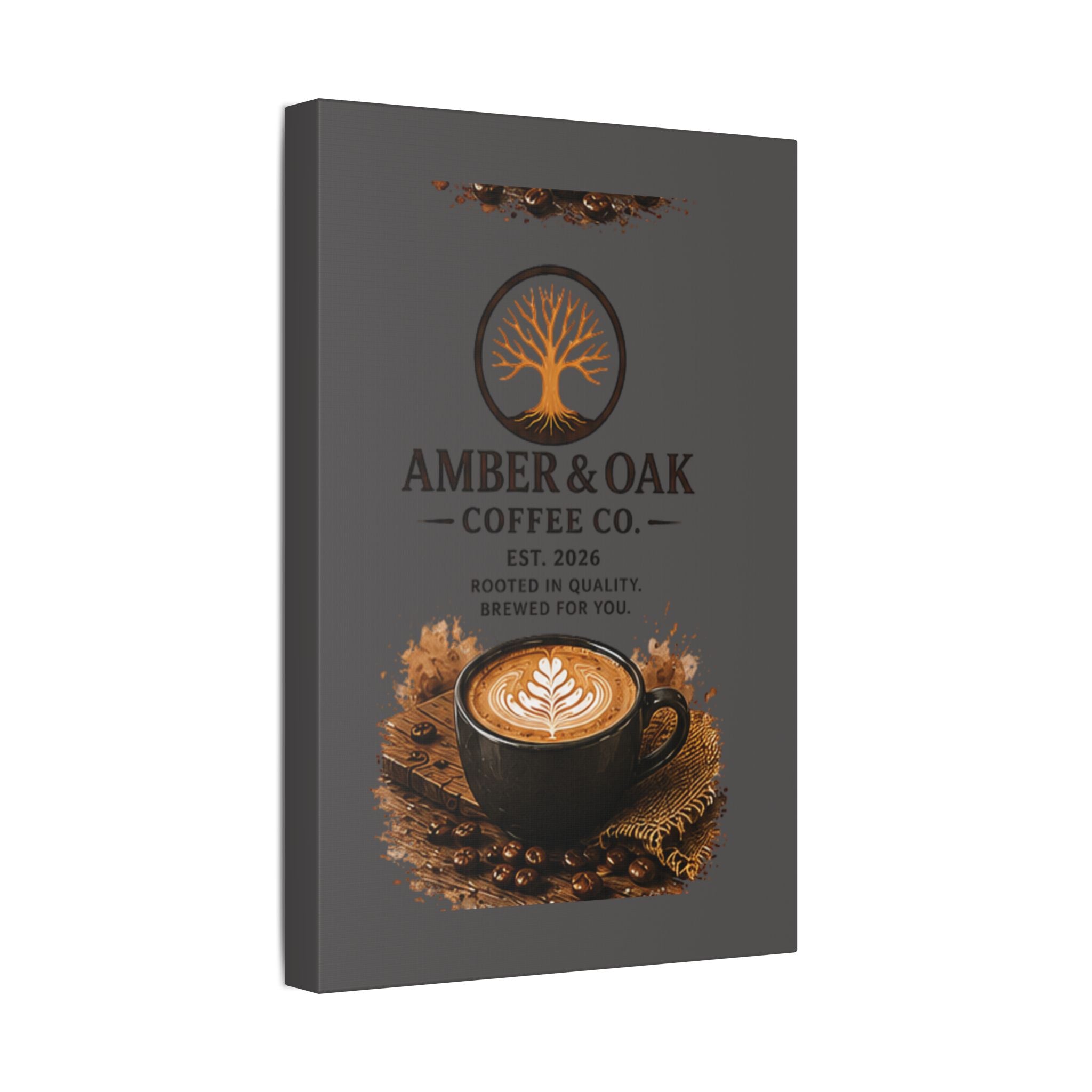 Coffee Shop Canvas — Amber & Oak Coffee Co. Stretched Wall Art