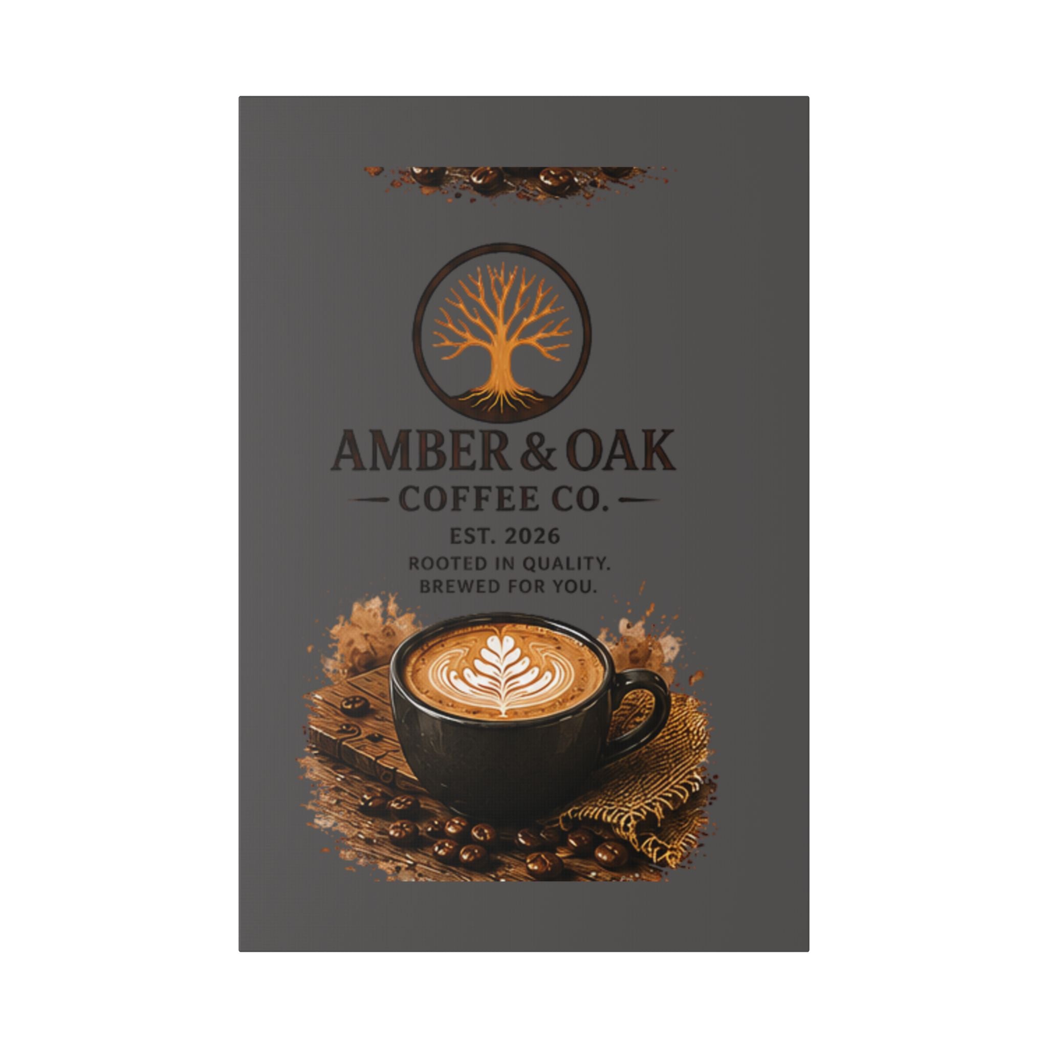 Coffee Shop Canvas — Amber & Oak Coffee Co. Stretched Wall Art