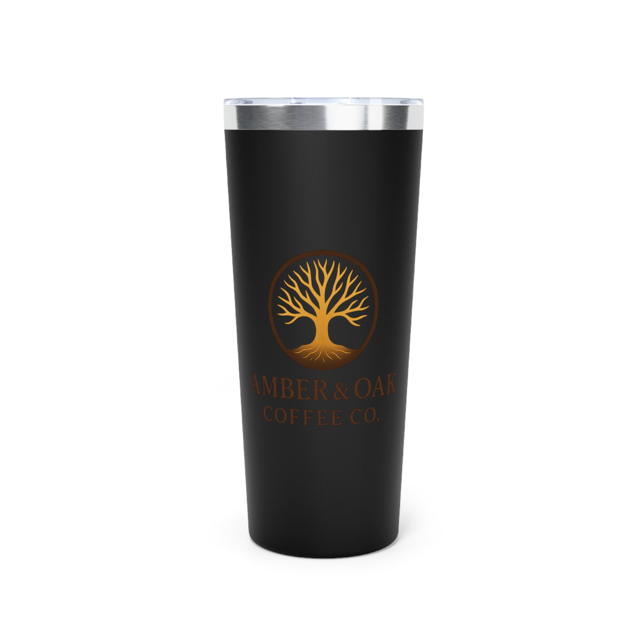 Amber & Oak Coffee Co. 22oz Insulated Tumbler – Copper Logo Travel Mug