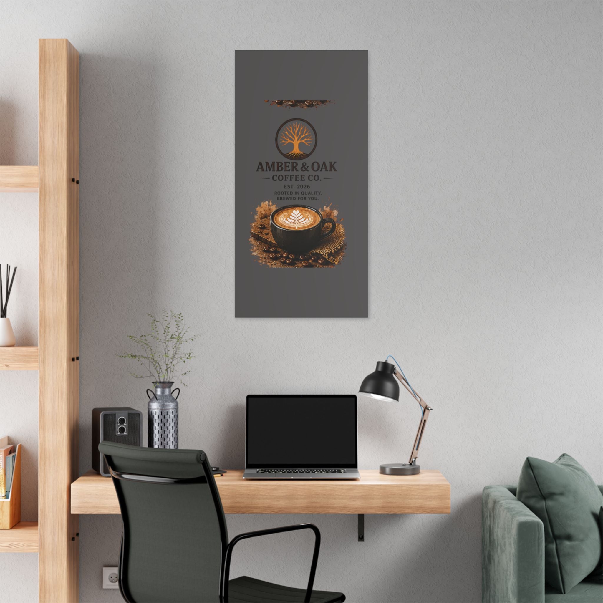Coffee Shop Canvas — Amber & Oak Coffee Co. Stretched Wall Art