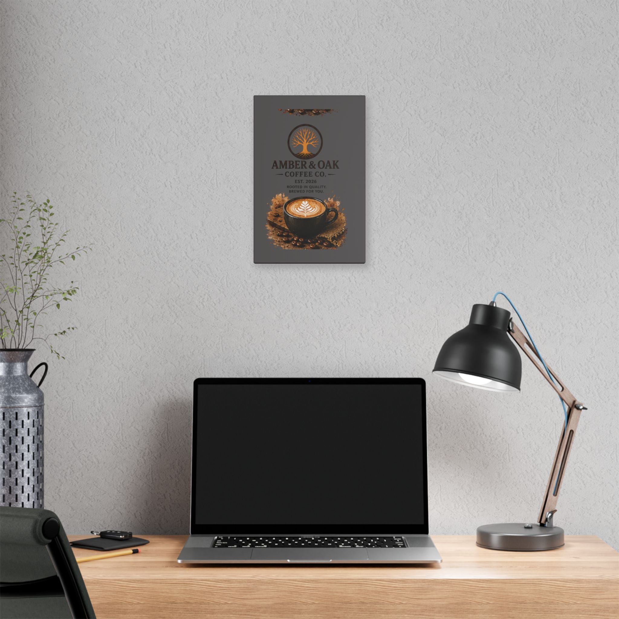 Coffee Shop Canvas — Amber & Oak Coffee Co. Stretched Wall Art