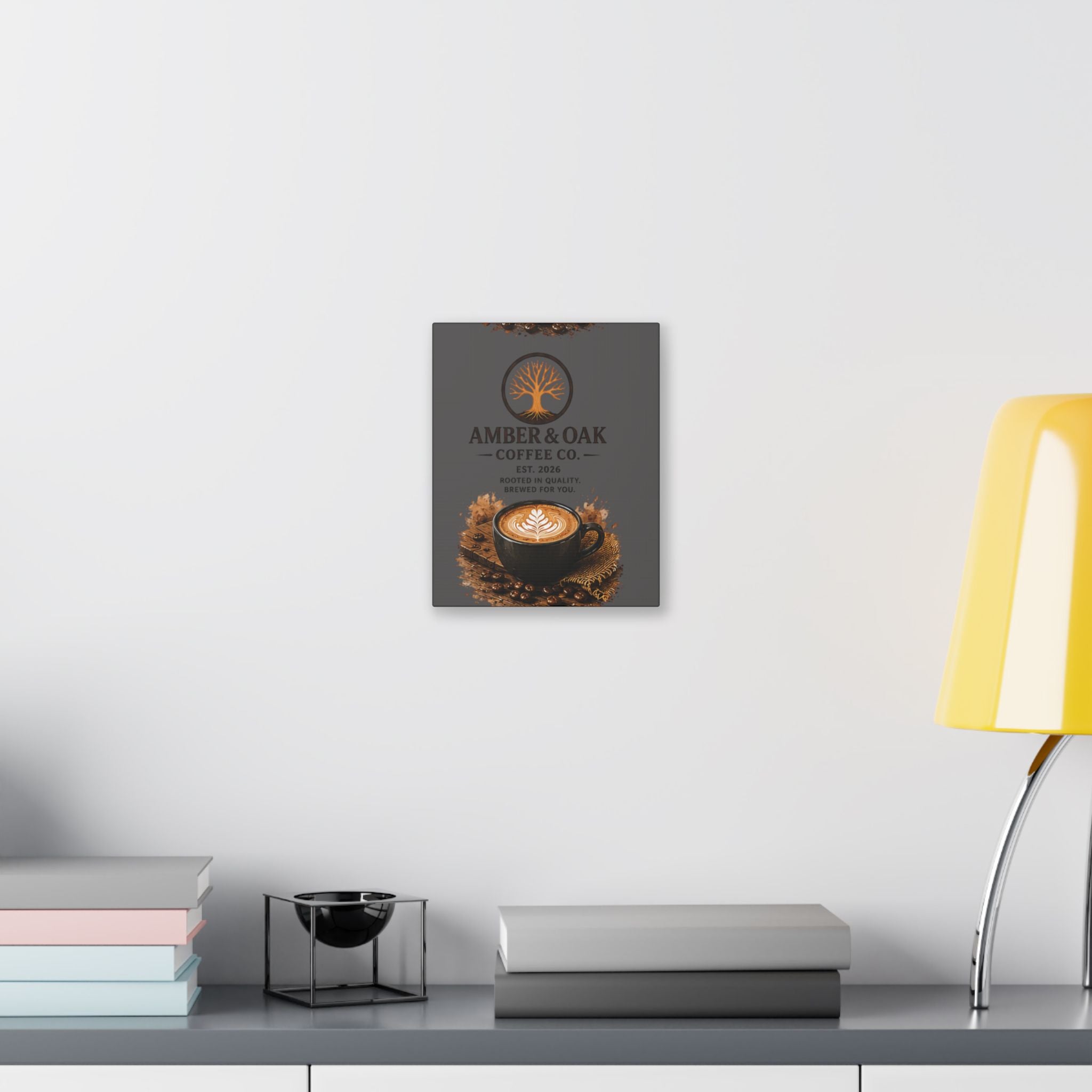 Coffee Shop Canvas — Amber & Oak Coffee Co. Stretched Wall Art