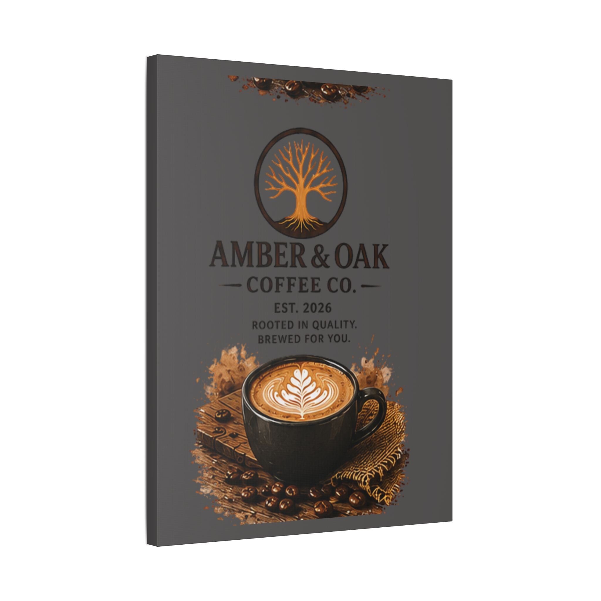 Coffee Shop Canvas — Amber & Oak Coffee Co. Stretched Wall Art