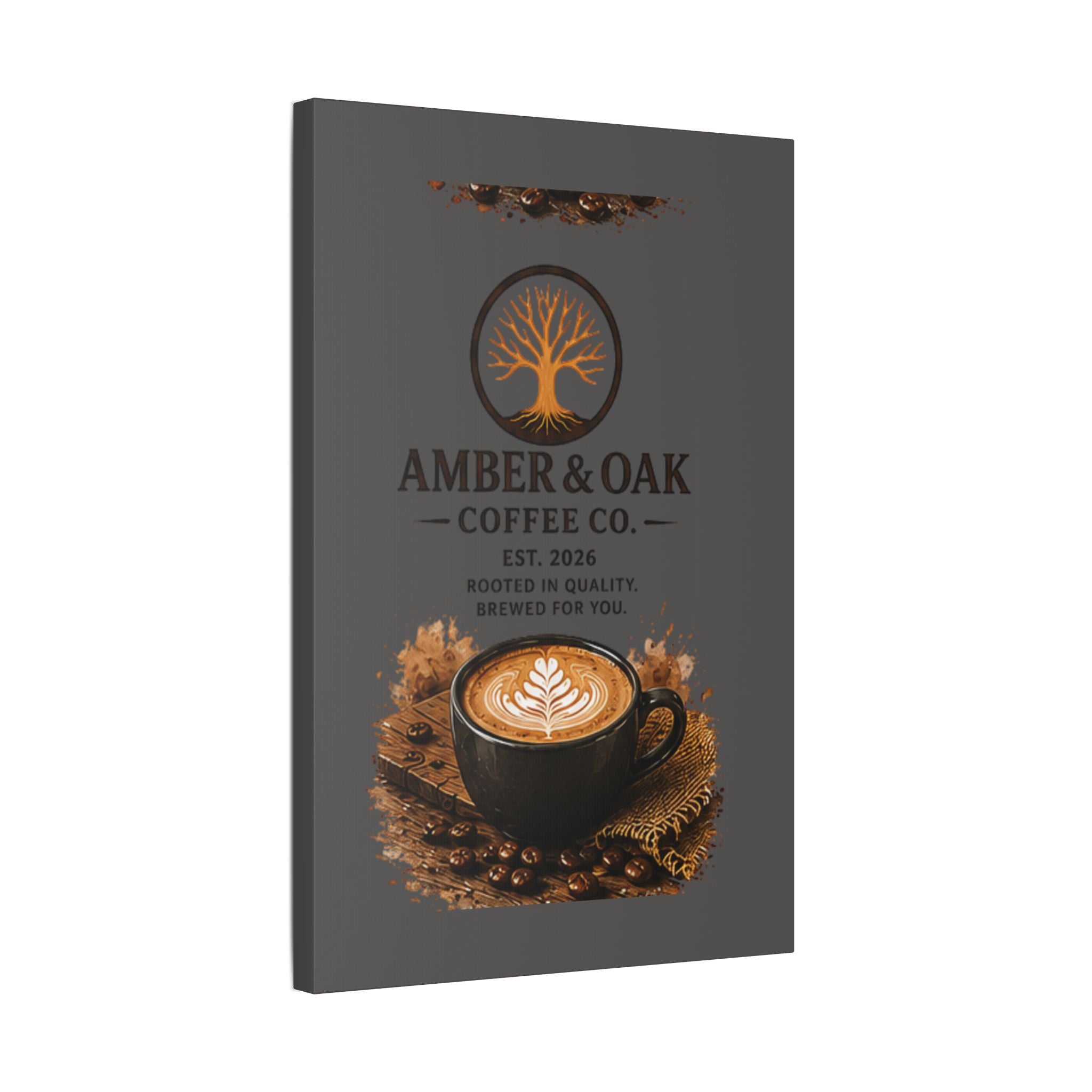 Coffee Shop Canvas — Amber & Oak Coffee Co. Stretched Wall Art