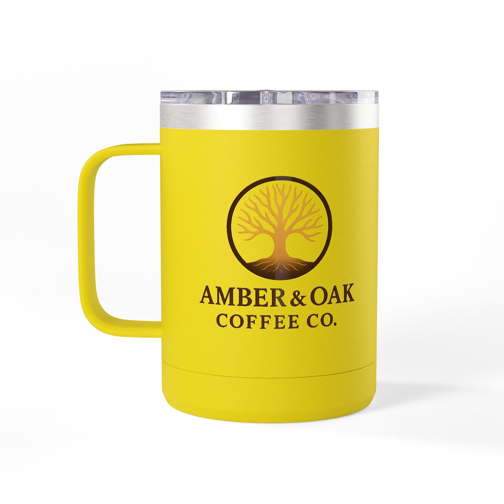 15oz Oak Tree Coffee Tumbler – Rustic Nature Camping Mug
