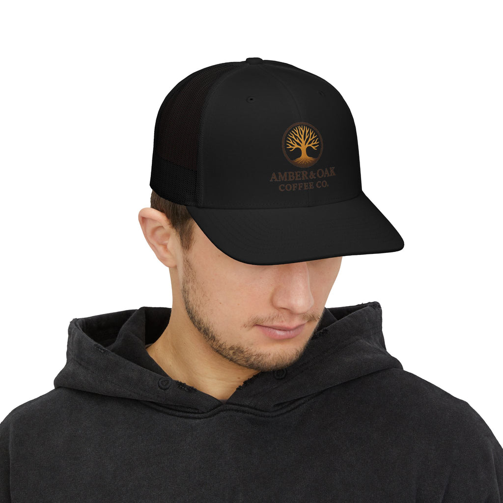 Coffee Logo Trucker Cap — Amber & Oak Coffee Co. Snapback