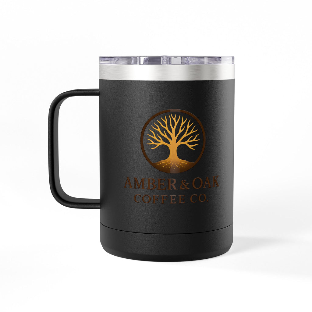 15oz Oak Tree Coffee Tumbler – Rustic Nature Camping Mug