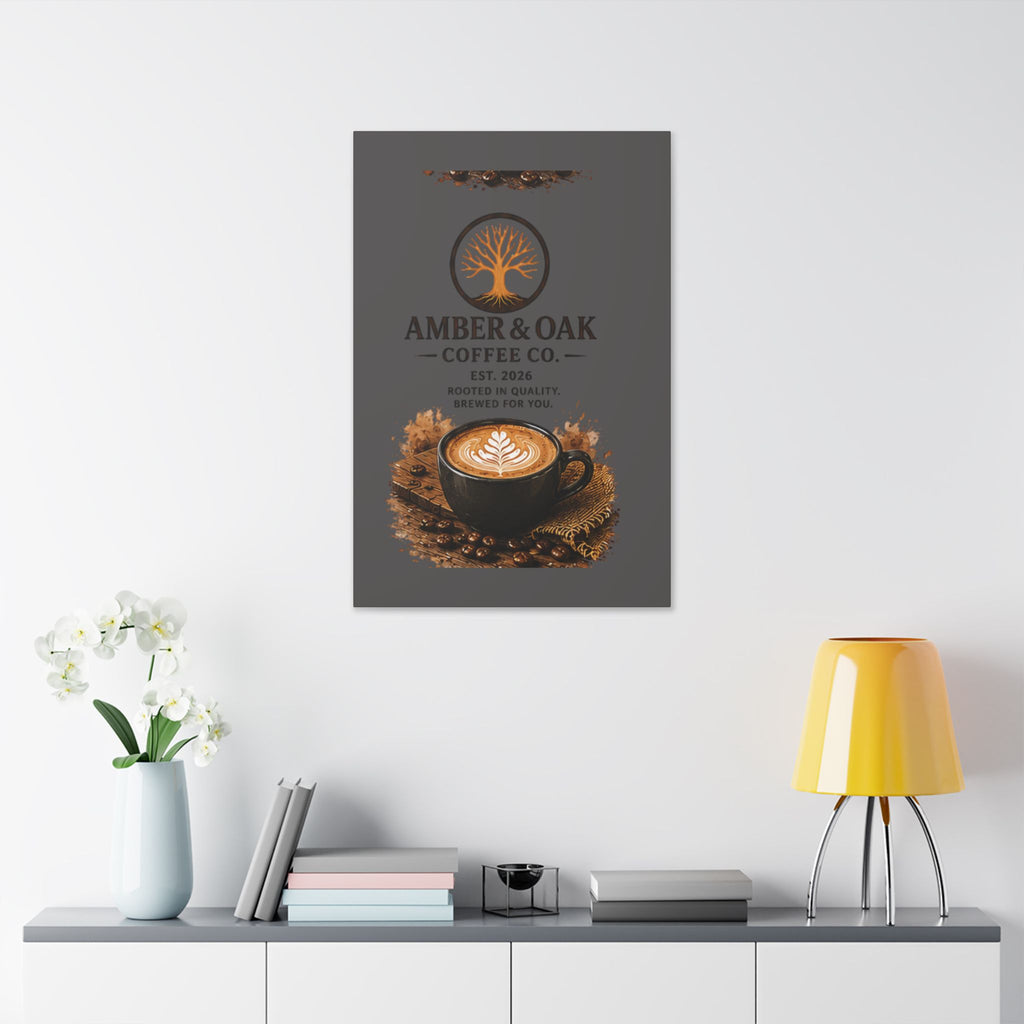 Coffee Shop Canvas — Amber & Oak Coffee Co. Stretched Wall Art